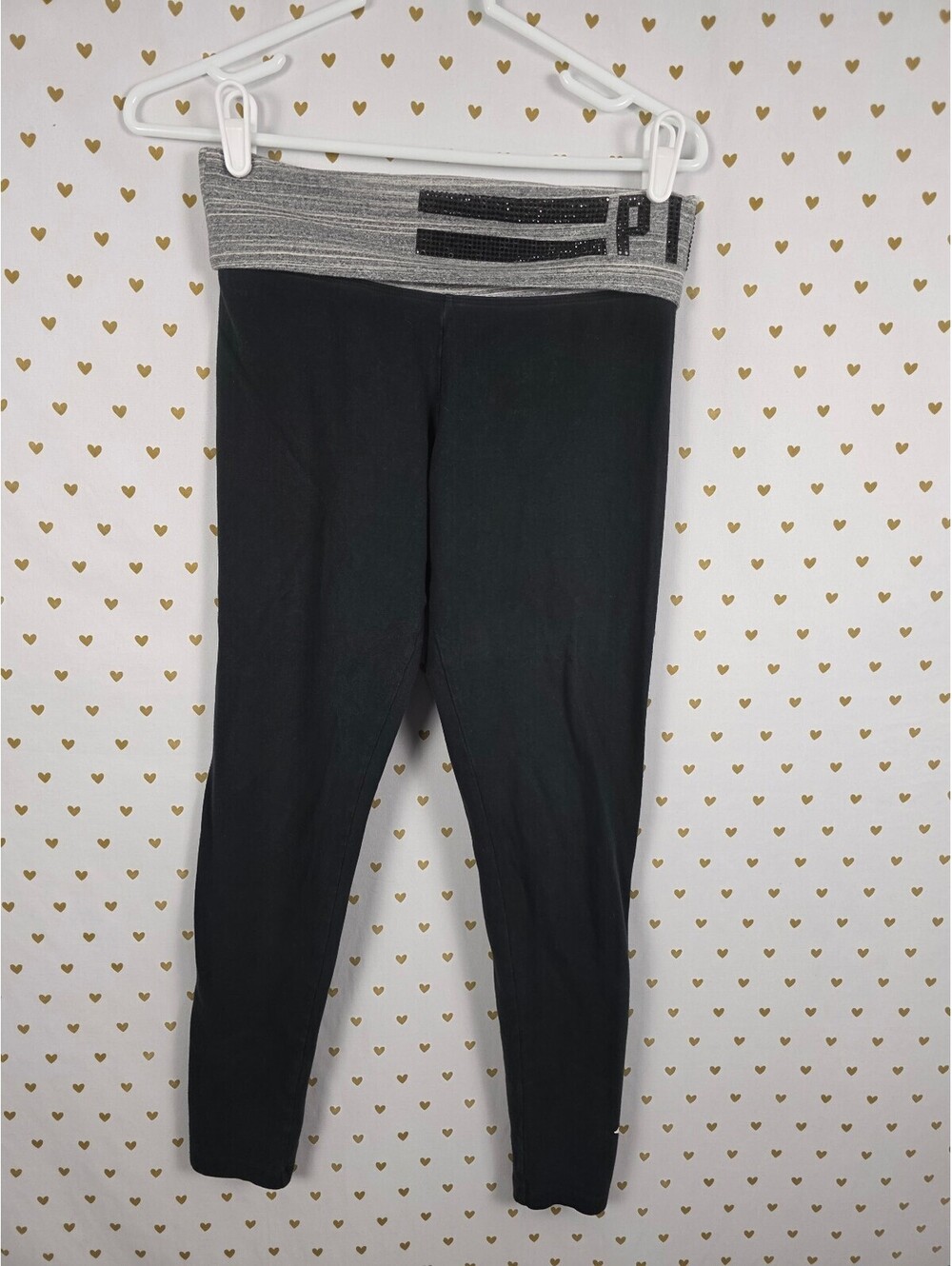 Victorias Secret PINK Vintage y2k Foldover Yoga Pants ankle Skinny Bling Small